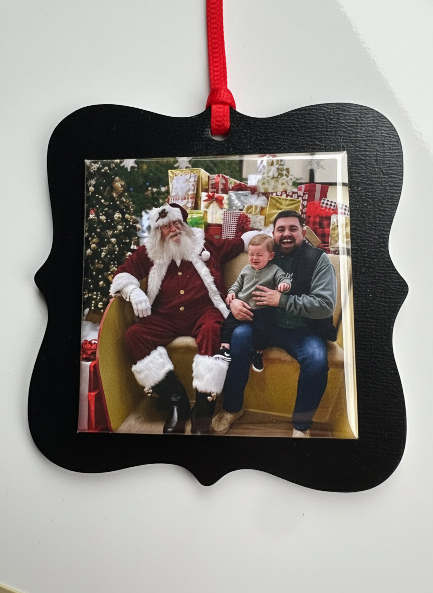 1 Black Magnetic Christmas Ornament + Custom Photo